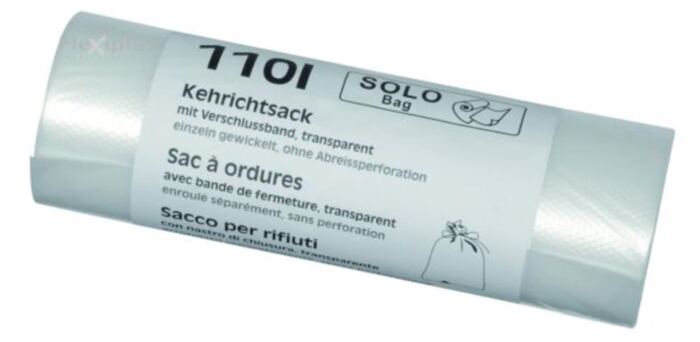 Kehrichtsack mit Verschlussband, 110 Liter, transparent