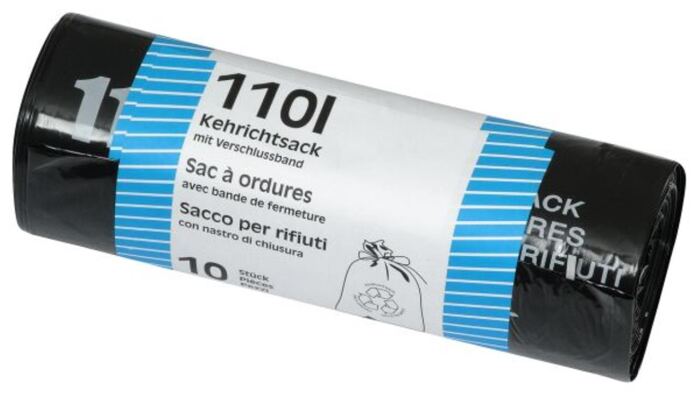 Kehrichtsack mit Verschlussband, 110 Liter