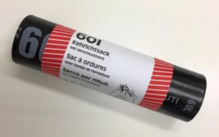 Kehrichtsack mit Verschlussband, 60 Liter