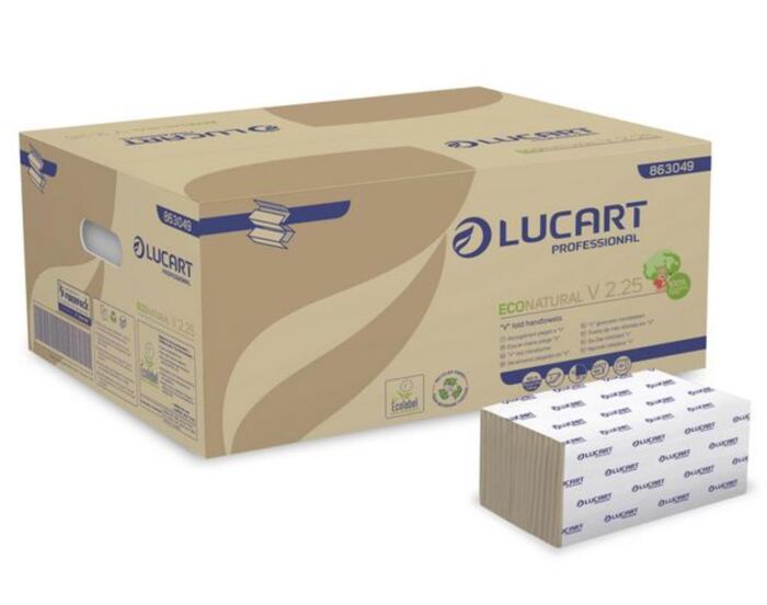 Falthandtuch Lucart EcoNatural, V-Falz, braun, 2-lagig