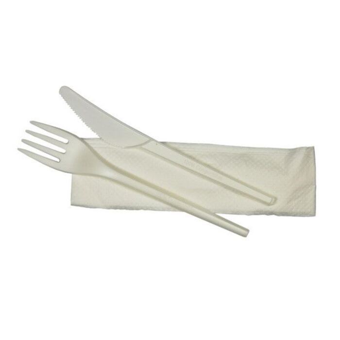 BIO Besteckset, weiss, kompostierbar