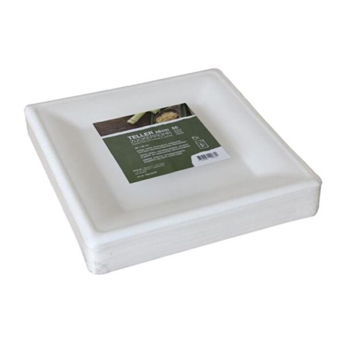 Teller aus Bagasse kompostierbar, eckig