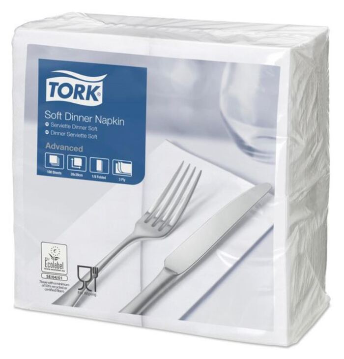 Serviette Tork Dinner, weiss